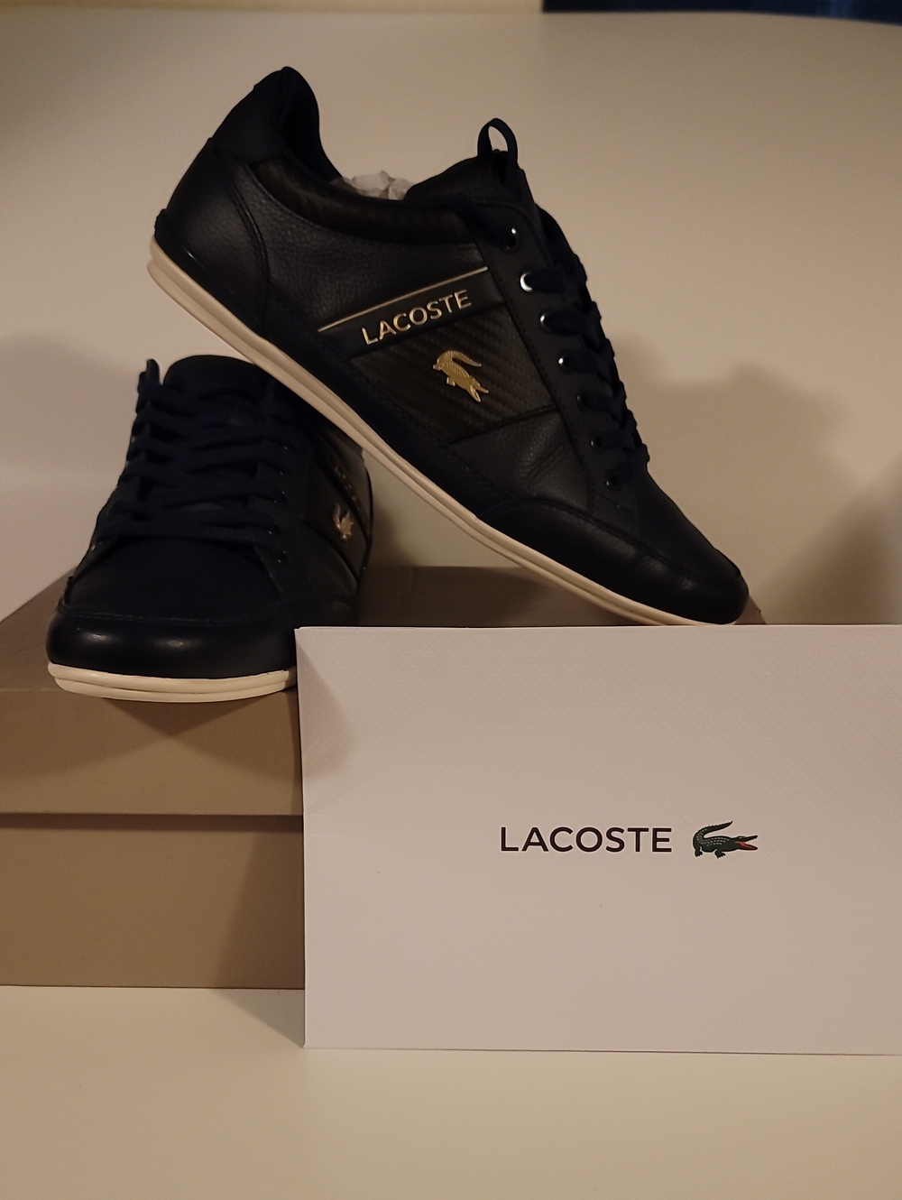 Lacoste Men's Black Sneakers with Gold Logo